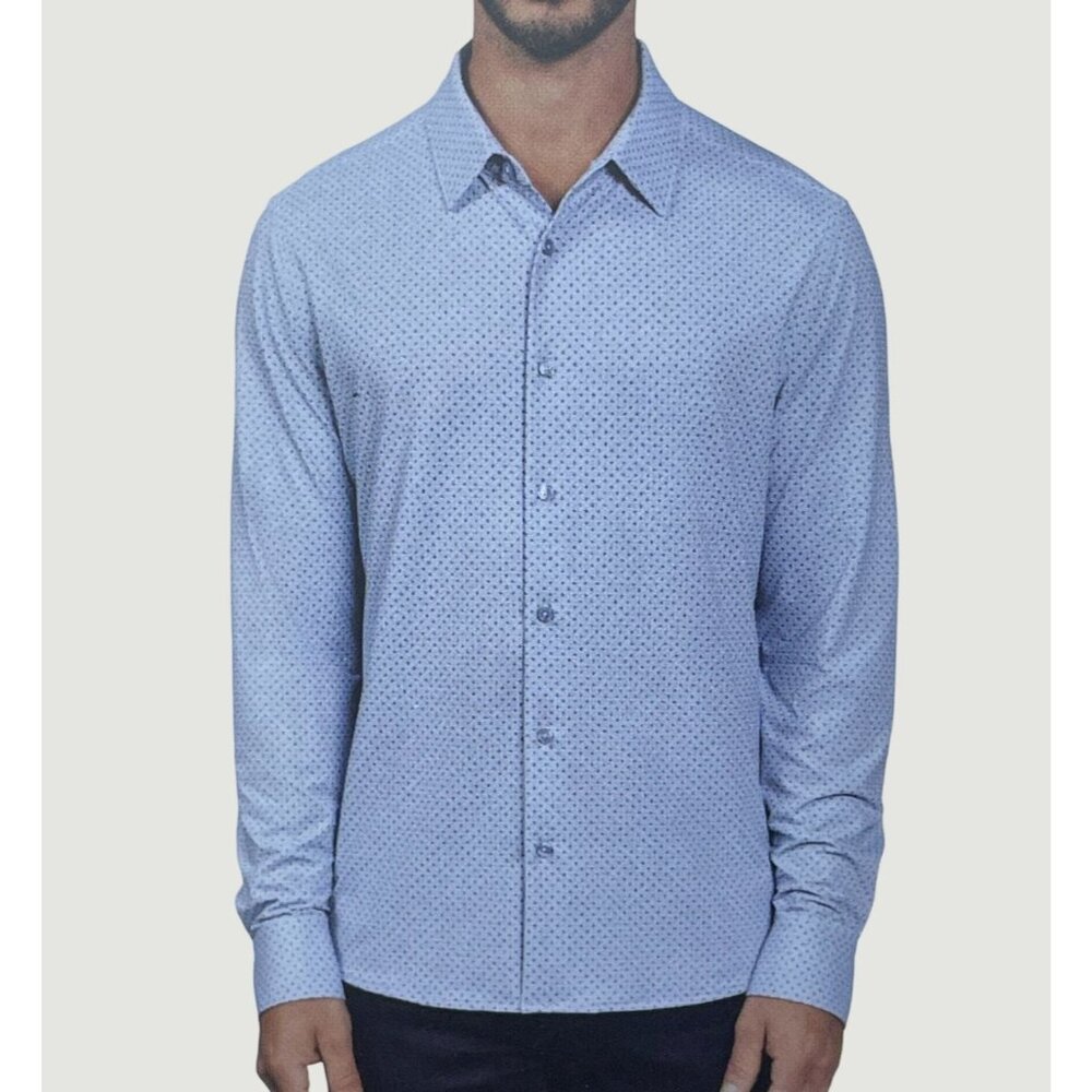 Infinity Men's L Linearflex™ Light Blue Button-Up Shirt With Textured L1305